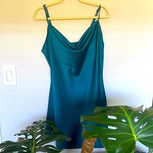 Missguided teal cowl neck mini dress